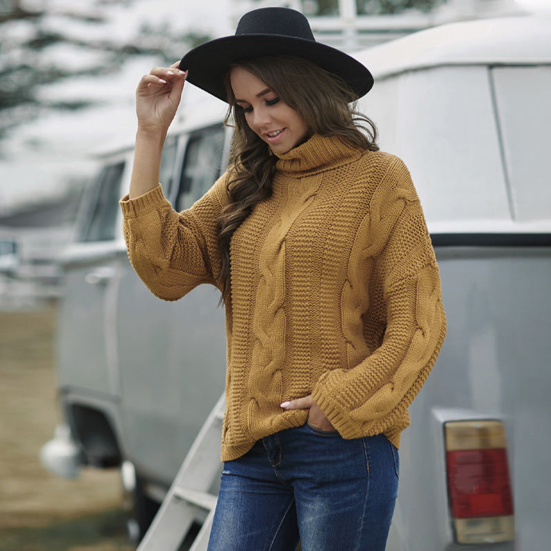 Pure Color Casual Long Sleeve Turtleneck Sweater