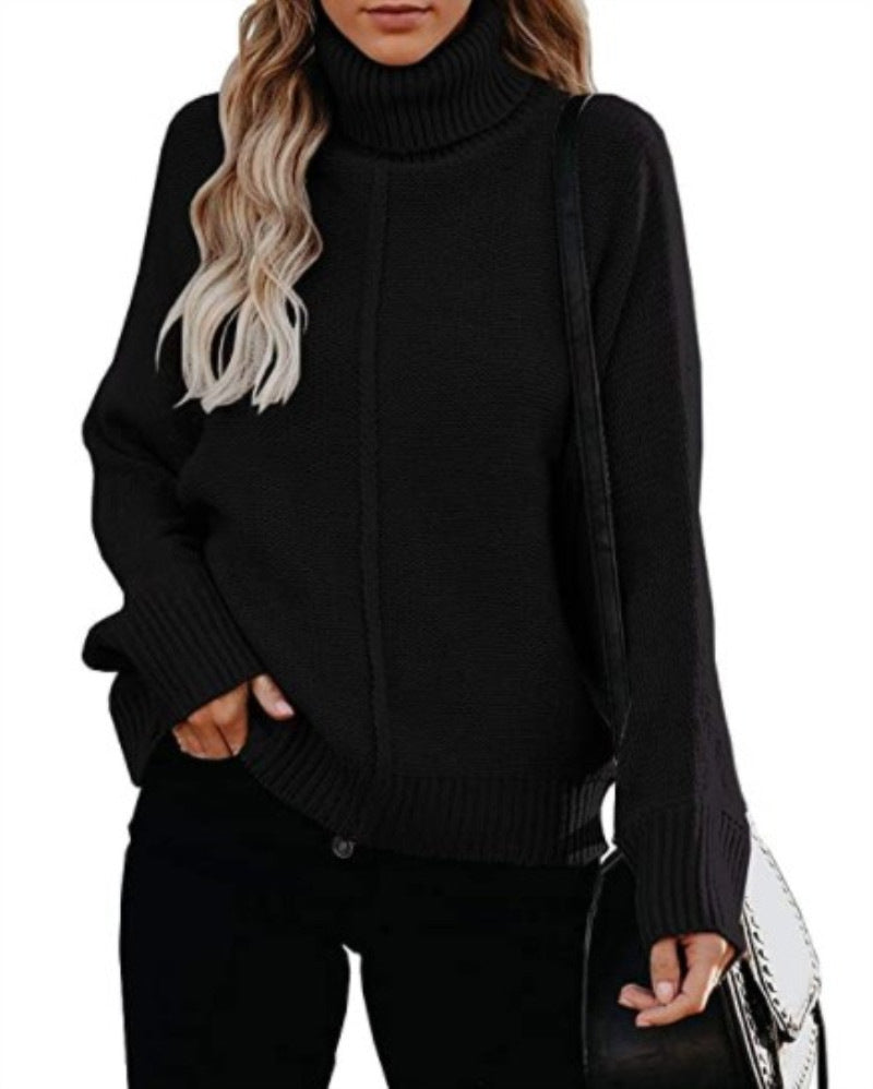 Turtleneck Loose OL Commuter Knit Sweater Plus Size Fashion Sweater Women