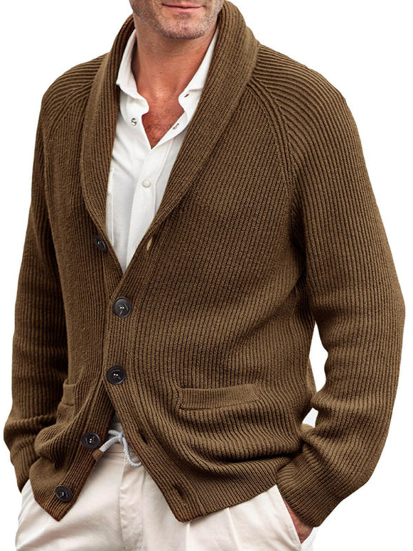 Men's New Style Lapel Long Sleeve Knitted Jacket Sweater