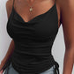 Fashion Women's Solid Color Deep V-Neck Camisole Tight Drawstring Open Back Small Vest