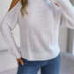 New Women's Off-The-Shoulder Turtleneck Hollow-Out Long-Sleeved Knitted Pullover Sweater