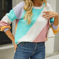 Women's Striped Stitching Fashion Crewneck Sweater