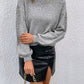 Long Sleeve Solid Color Beaded Loose Pullover Sweater