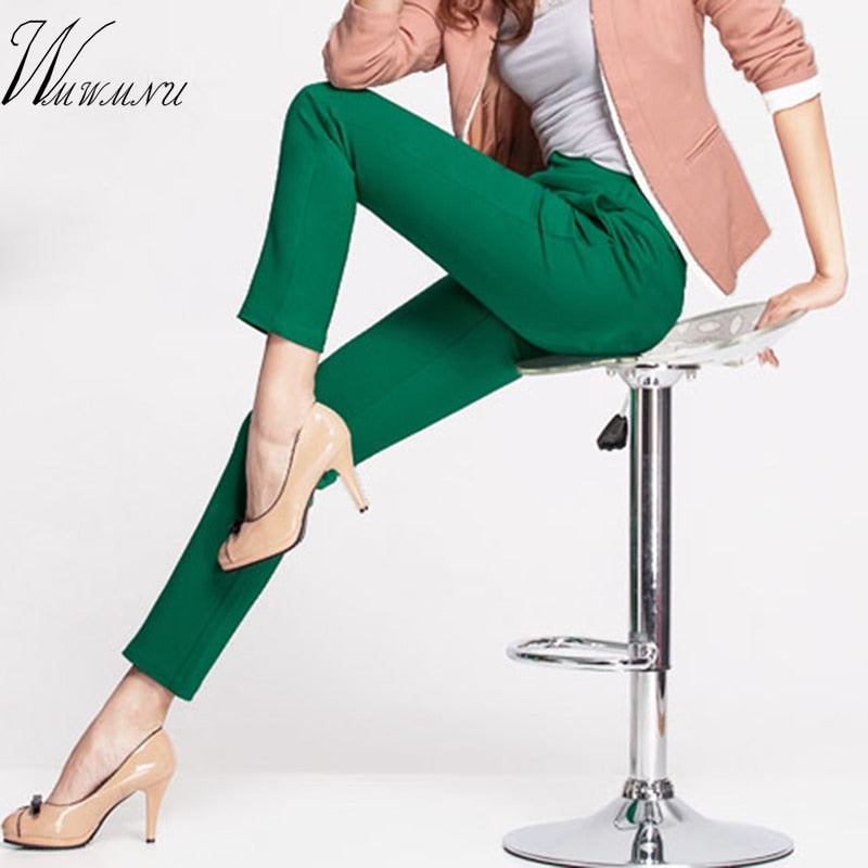 NEW women's casual OL office Pencil Trousers Girls's cute 12 colour Slim Stretch Pants fashion Candy Office Pencil Trousers