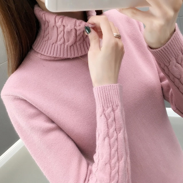 Women's Long sleeve Thick Warm Turtleneck Pullovers Autumn Winter Sweaters