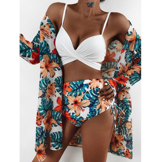 Three Piece Bikini Set with Cover Up