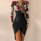 Elegant Dresses For Women V Neck Leopard Stitching Print