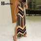 Colorful Striped Print Side Slit Maxi Dress